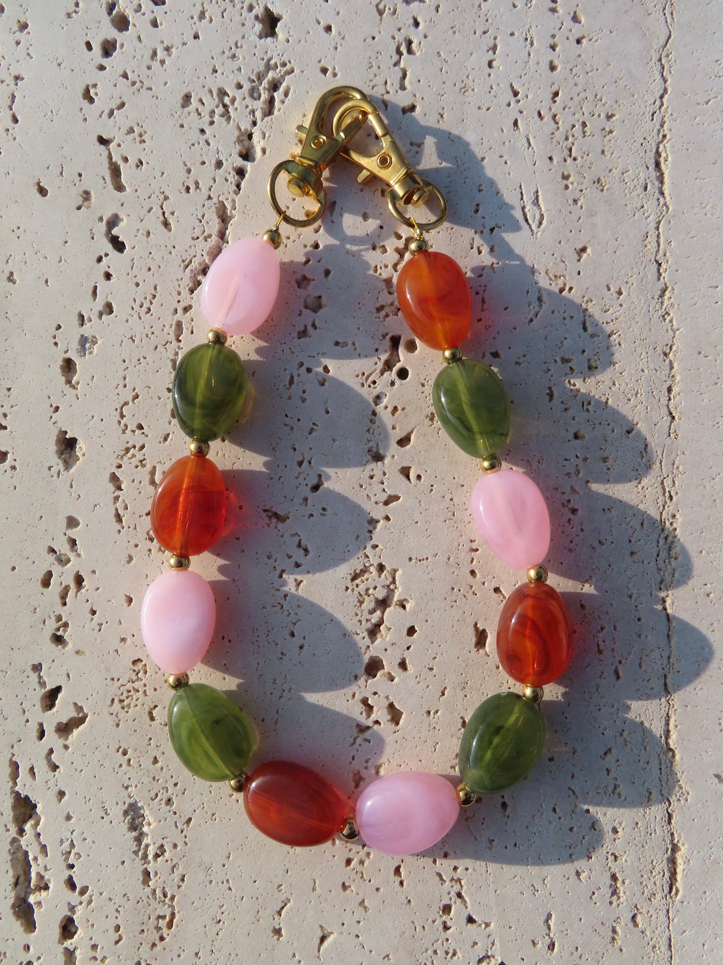 Telefoonkoord | Roze-Groen-Oranje