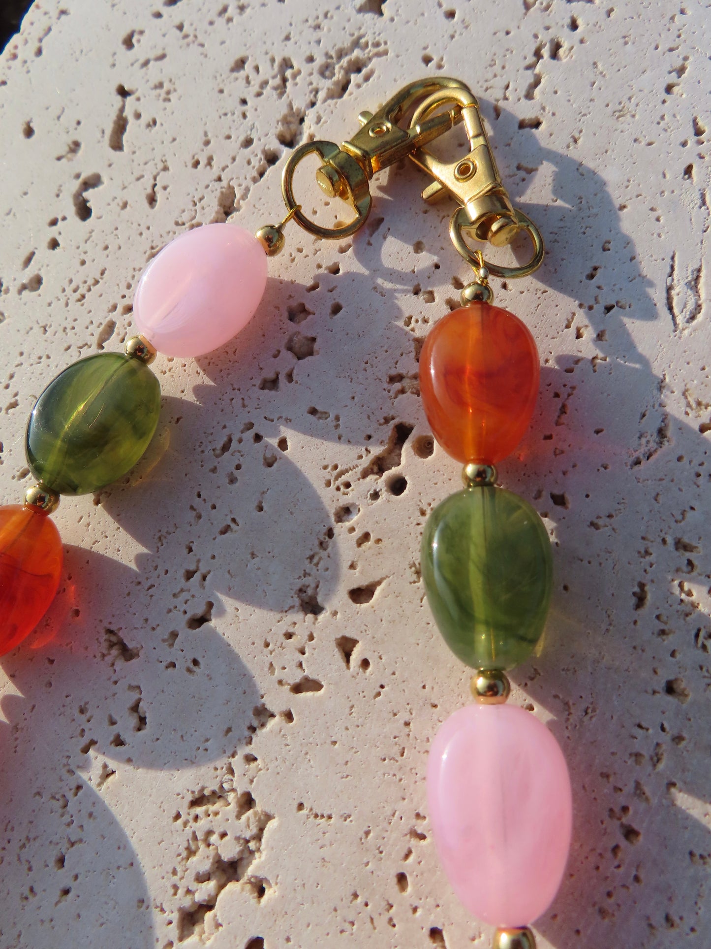 Telefoonkoord | Roze-Groen-Oranje