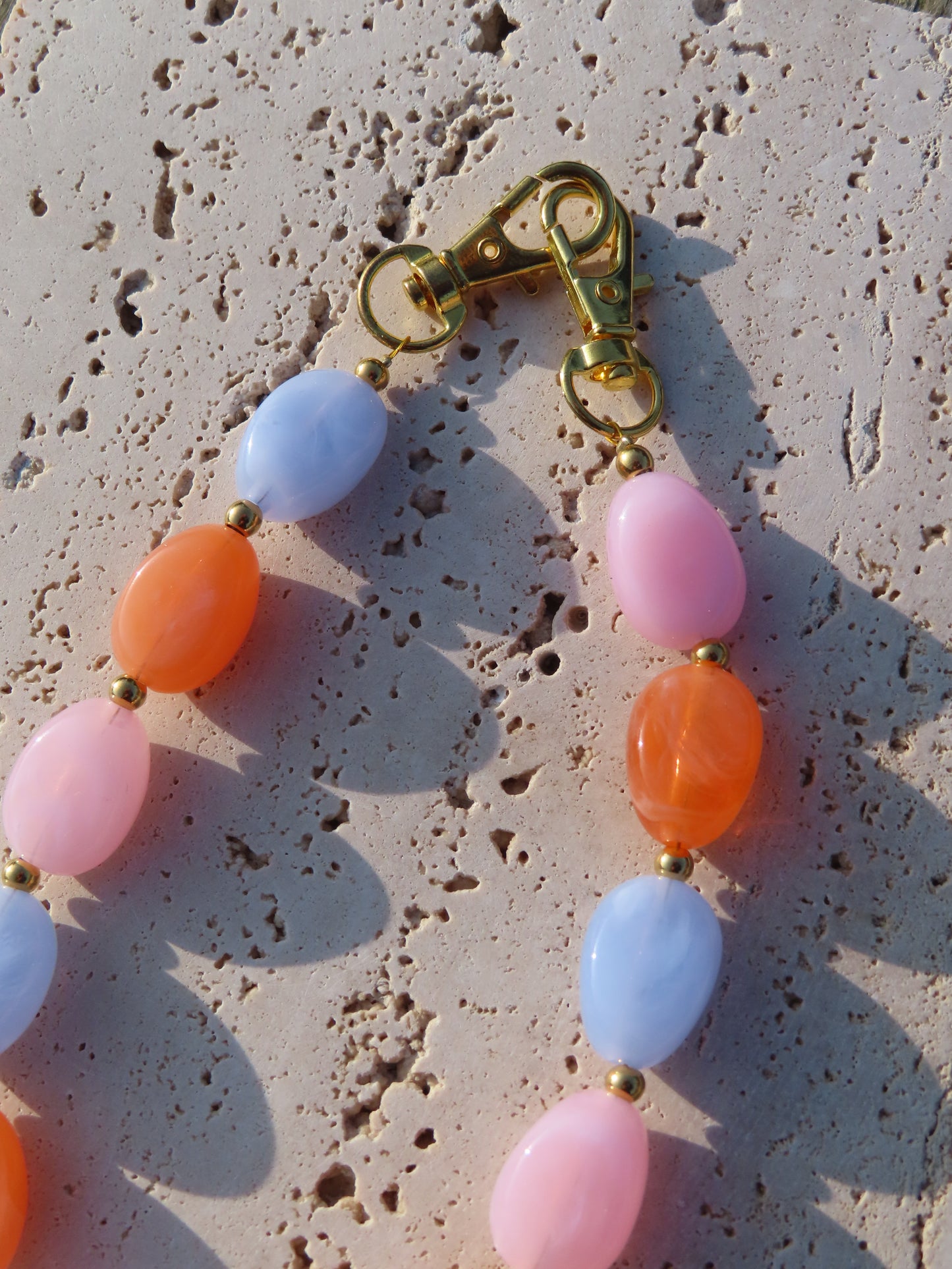 Telefoonkoord | Blauw-Oranje-Roze