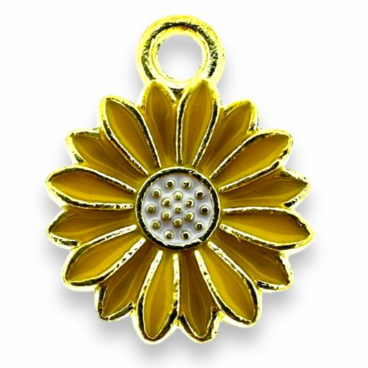 Bedel | emaille zonnebloem 17x13 mm